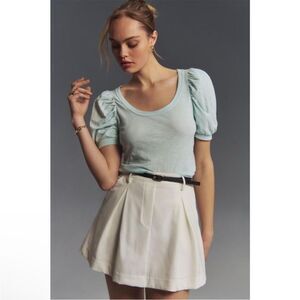 Anthropologie Puff Sleeve Scoop Neck Top XLS